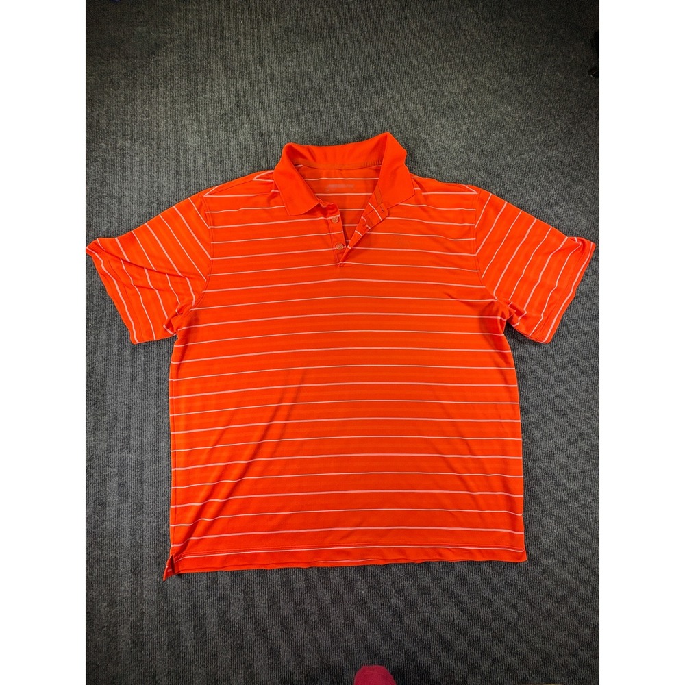 Nike Golf Mens Dri-FIT Striped Polo Shirt Orange White 358325-802 XXL